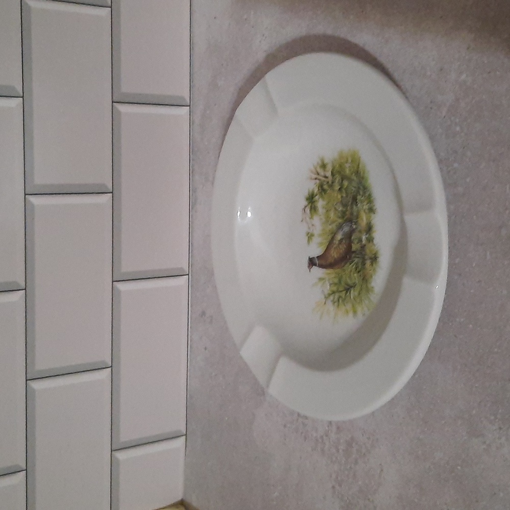 Vintage Porcelain Pheasant Design Ashtray